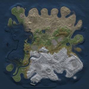 Thumbnail Rust Map: Procedural Map, Size: 3700, Seed: 1302206709, 17 Monuments