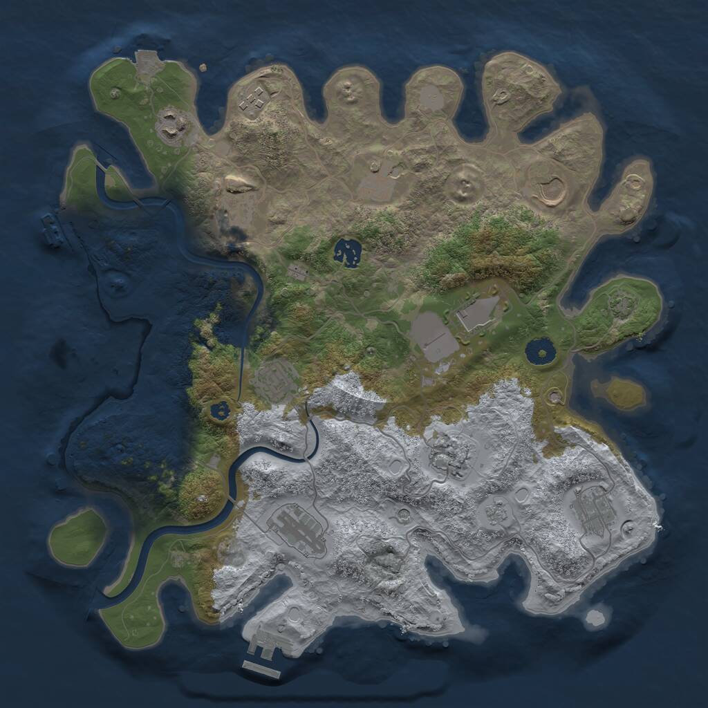 Rust Map: Procedural Map, Size: 3700, Seed: 1302206709, 17 Monuments