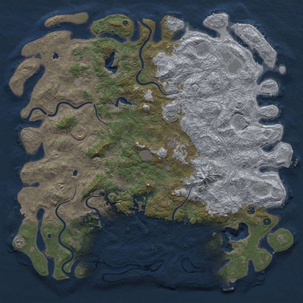 Rust Map: Procedural Map, Size: 6000, Seed: 339930584, 17 Monuments