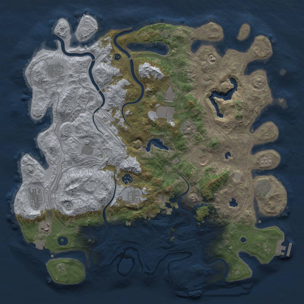 Rust Map: Procedural Map, Size: 4500, Seed: 233292077, 17 Monuments
