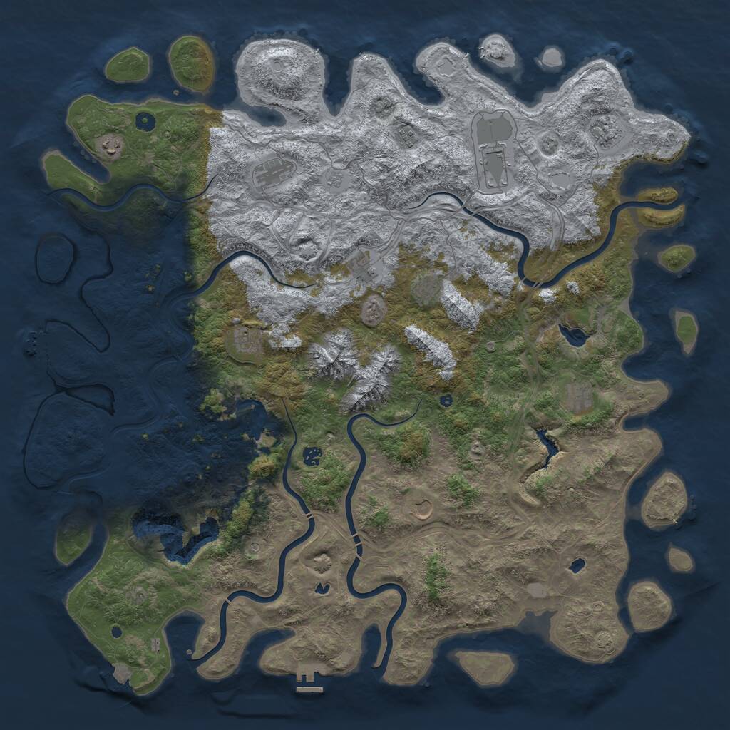 Rust Map: Procedural Map, Size: 5543, Seed: 1, 17 Monuments
