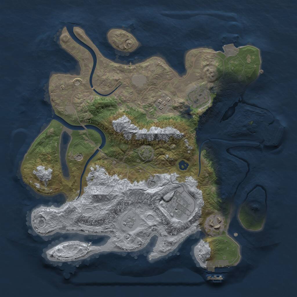 Rust Map: Procedural Map, Size: 3000, Seed: 849775598, 10 Monuments