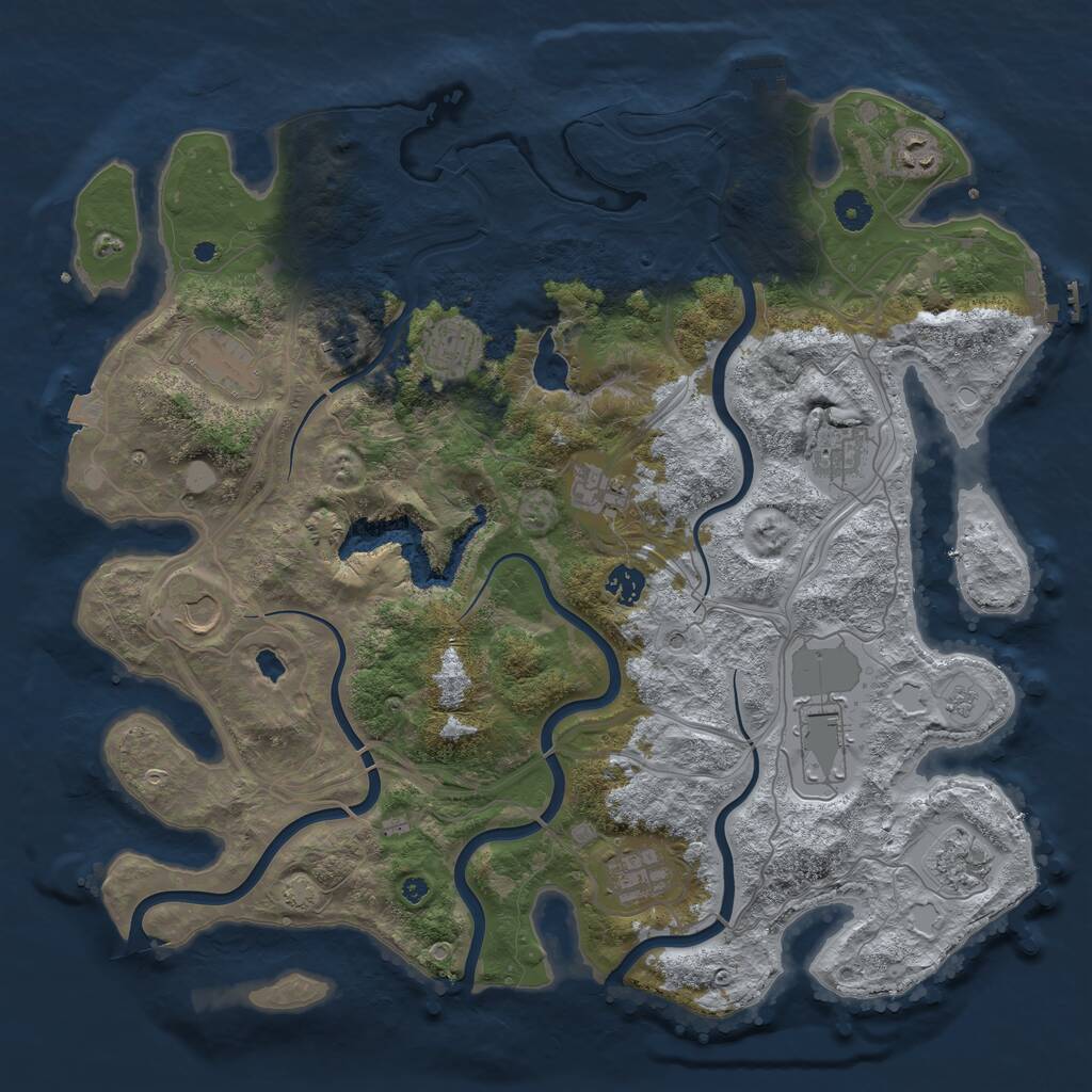 Rust Map: Procedural Map, Size: 4250, Seed: 1511606559, 17 Monuments
