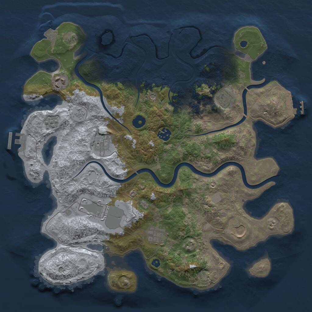 Rust Map: Procedural Map, Size: 3700, Seed: 1896990752, 14 Monuments