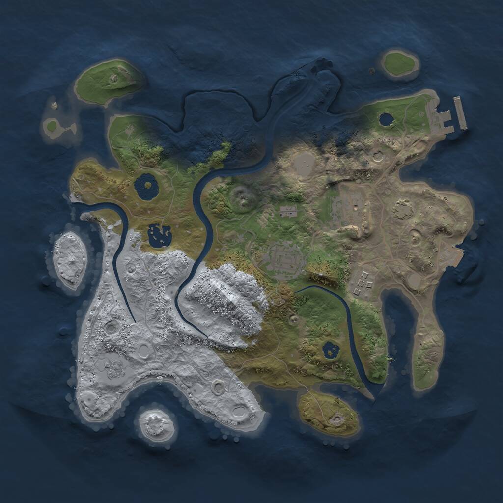 Rust Map: Procedural Map, Size: 3000, Seed: 2066809482, 9 Monuments
