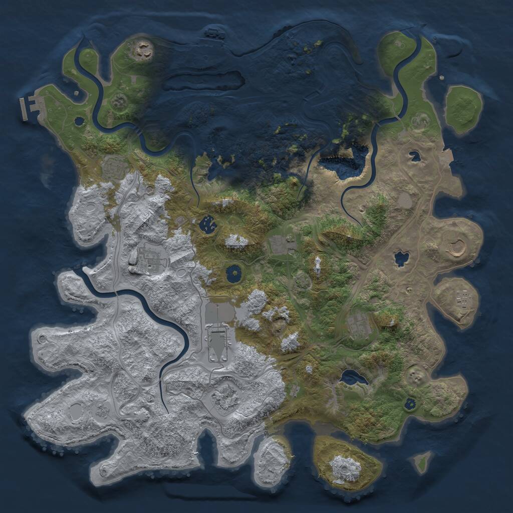 Rust Map: Procedural Map, Size: 4500, Seed: 974141139, 16 Monuments