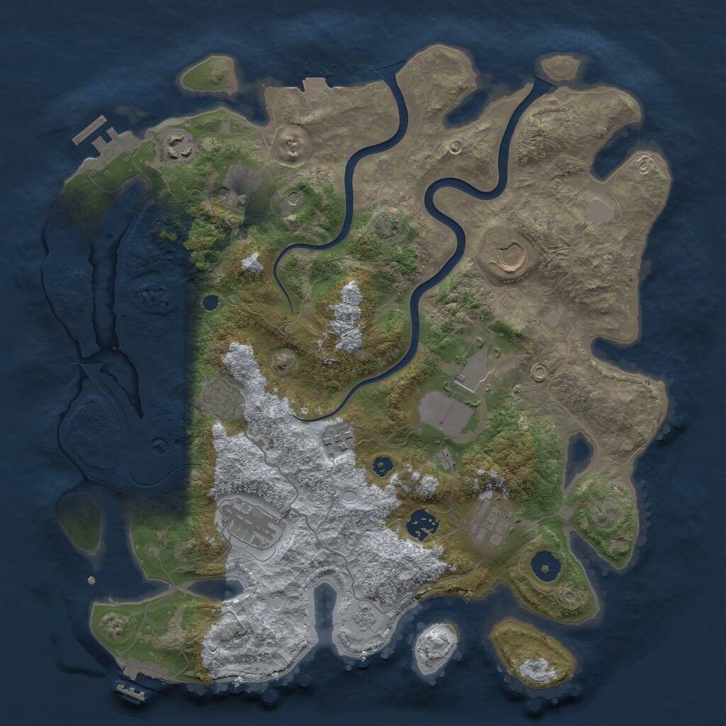 Rust Map: Procedural Map, Size: 3700, Seed: 1266081252, 15 Monuments