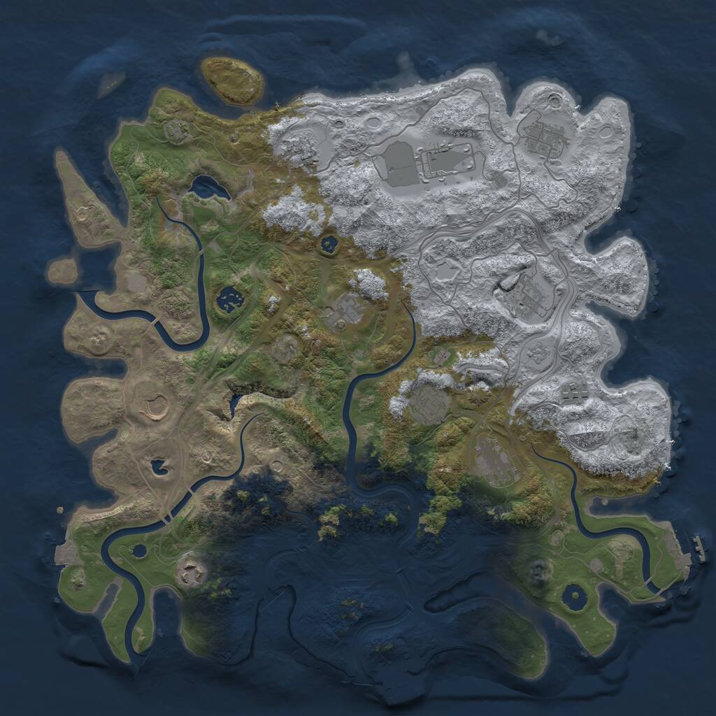 Rust Map: Procedural Map, Size: 4250, Seed: 1958297472, 17 Monuments