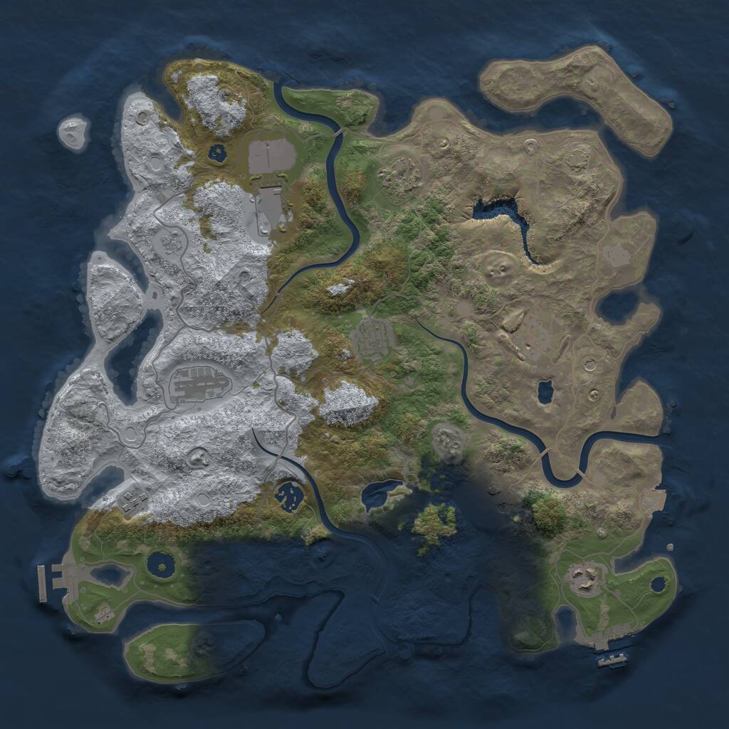 Rust Map: Procedural Map, Size: 4000, Seed: 1720752571, 15 Monuments
