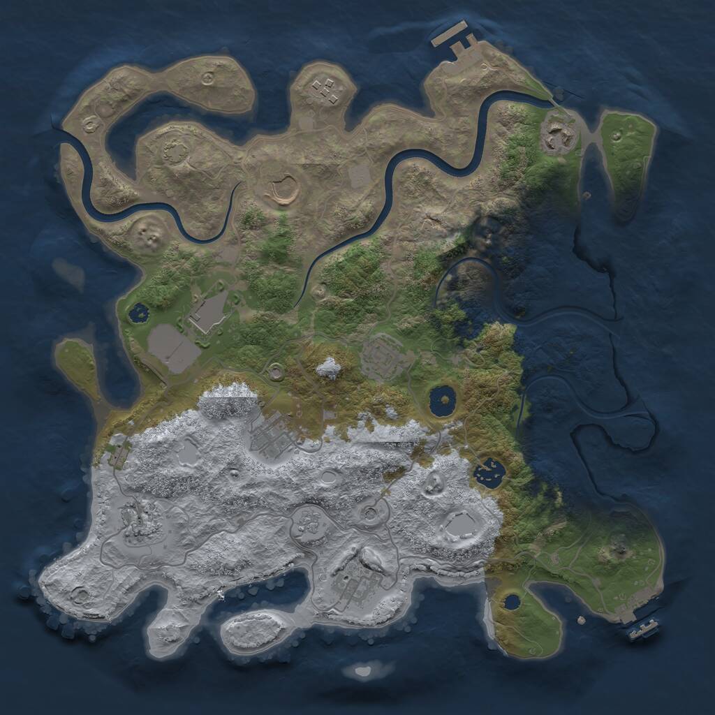 Rust Map: Procedural Map, Size: 3650, Seed: 1444542294, 15 Monuments