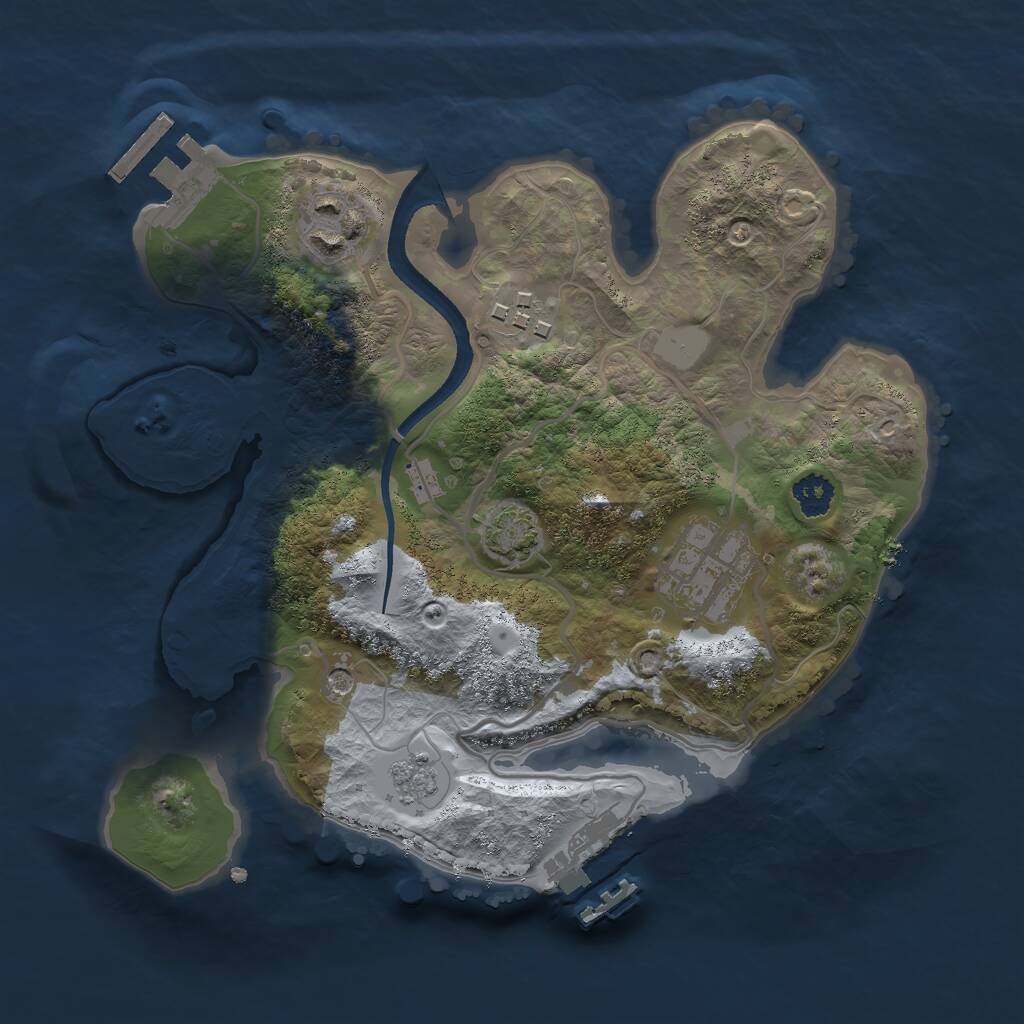 Rust Map: Procedural Map, Size: 2500, Seed: 1897832646, 9 Monuments