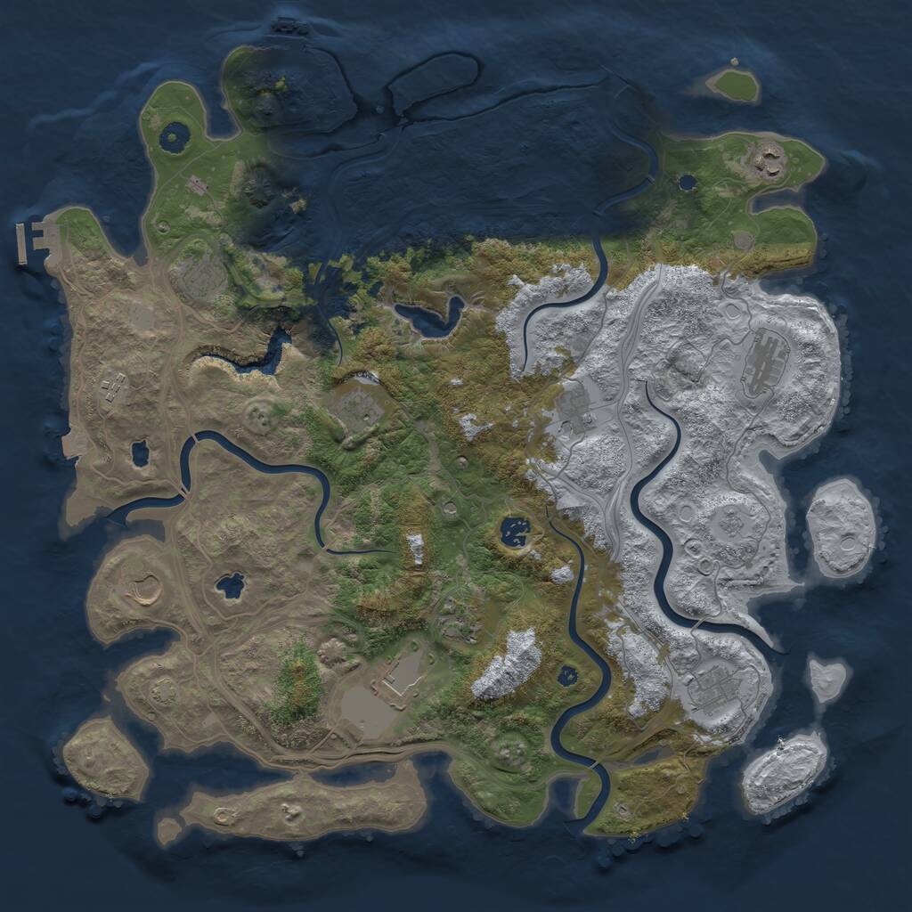 Rust Map: Procedural Map, Size: 4500, Seed: 257214510, 17 Monuments