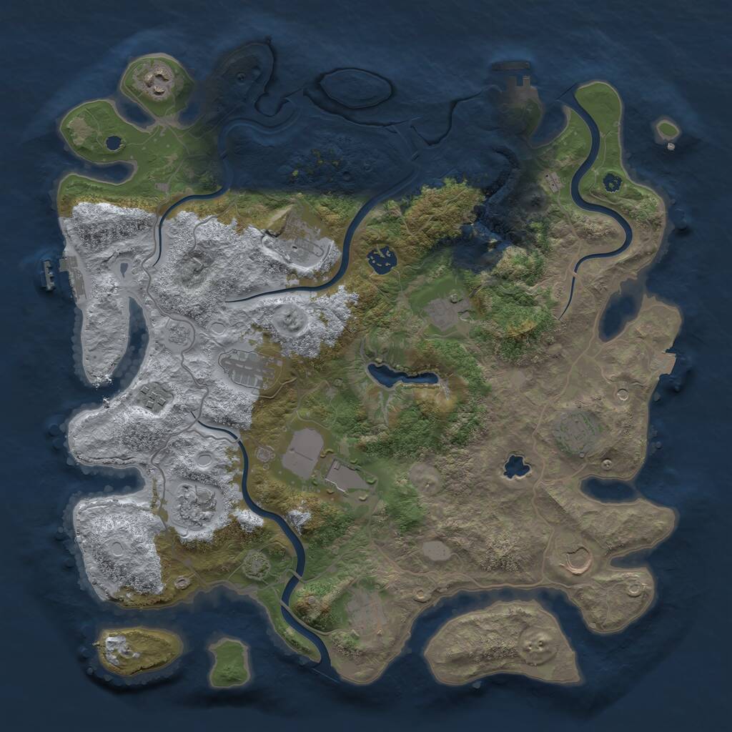 Rust Map: Procedural Map, Size: 4000, Seed: 1028569473, 17 Monuments