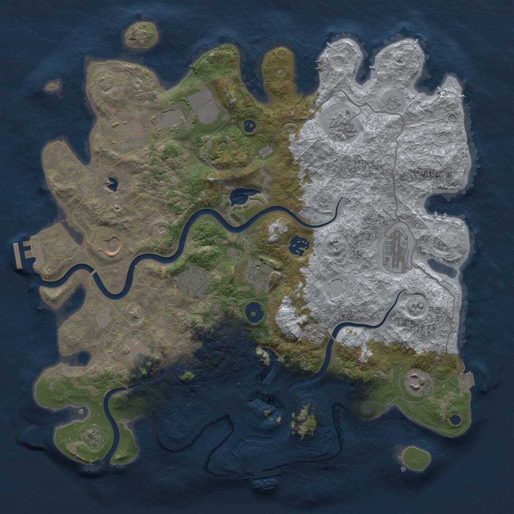 Rust Map: Procedural Map, Size: 4000, Seed: 1964691638, 17 Monuments