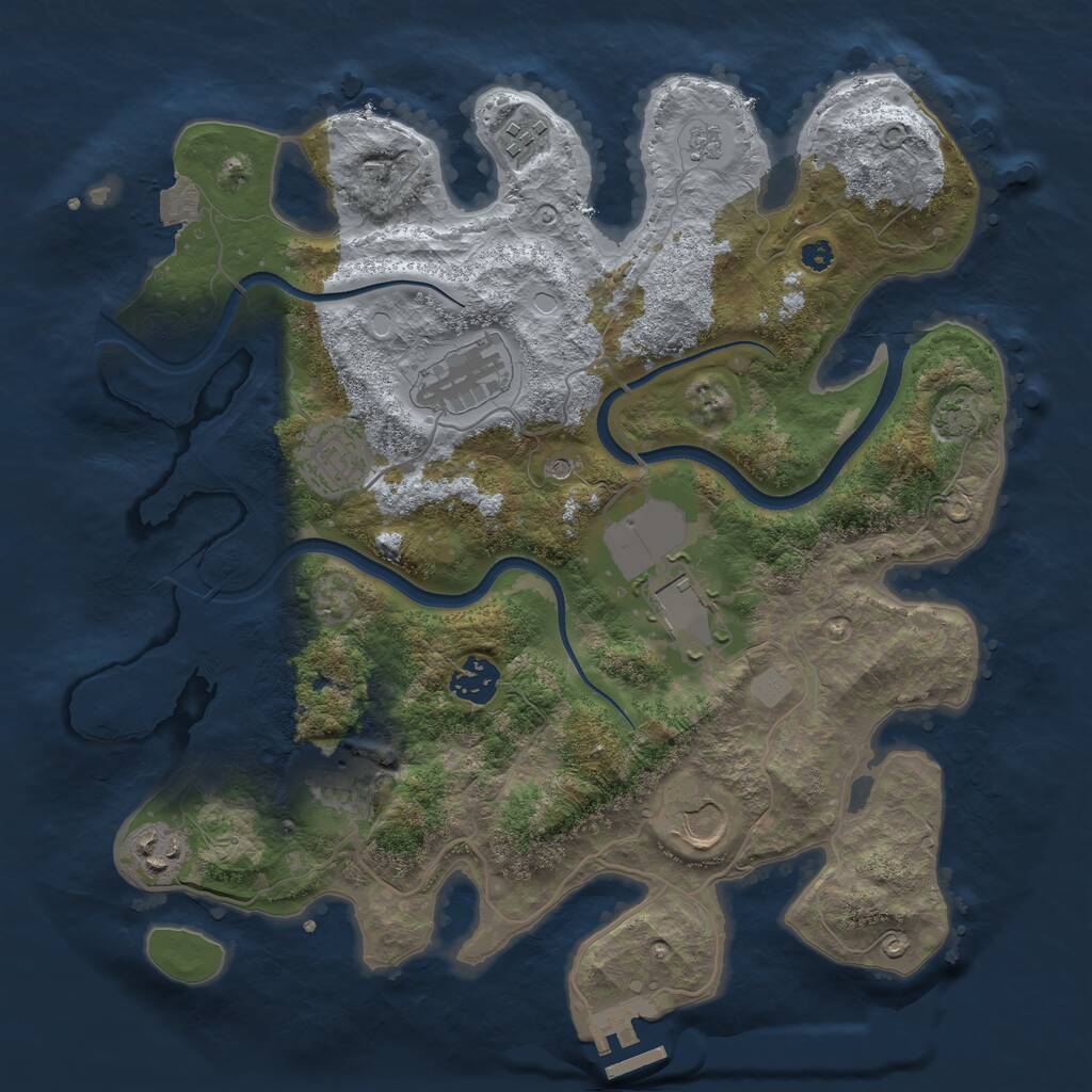 Rust Map: Procedural Map, Size: 3500, Seed: 113142, 13 Monuments