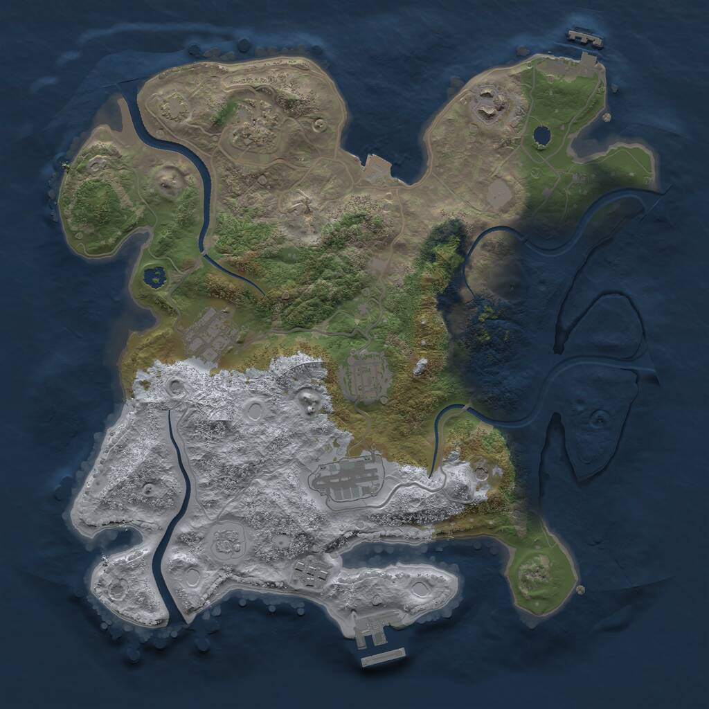 Rust Map: Procedural Map, Size: 3200, Seed: 2872, 12 Monuments