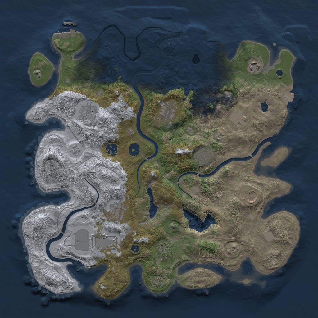 Rust Map: Procedural Map, Size: 4000, Seed: 357300777, 17 Monuments