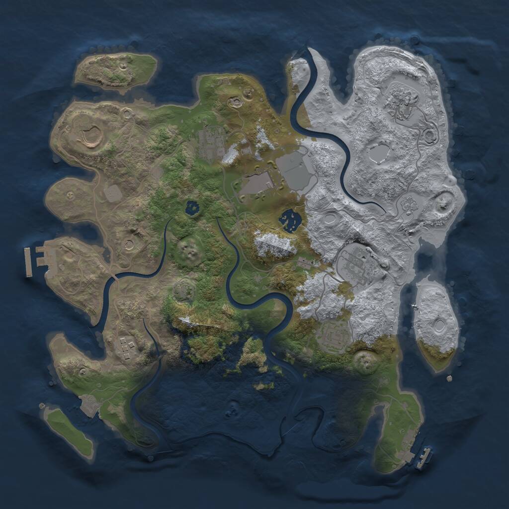 Rust Map: Procedural Map, Size: 3500, Seed: 6140089, 14 Monuments
