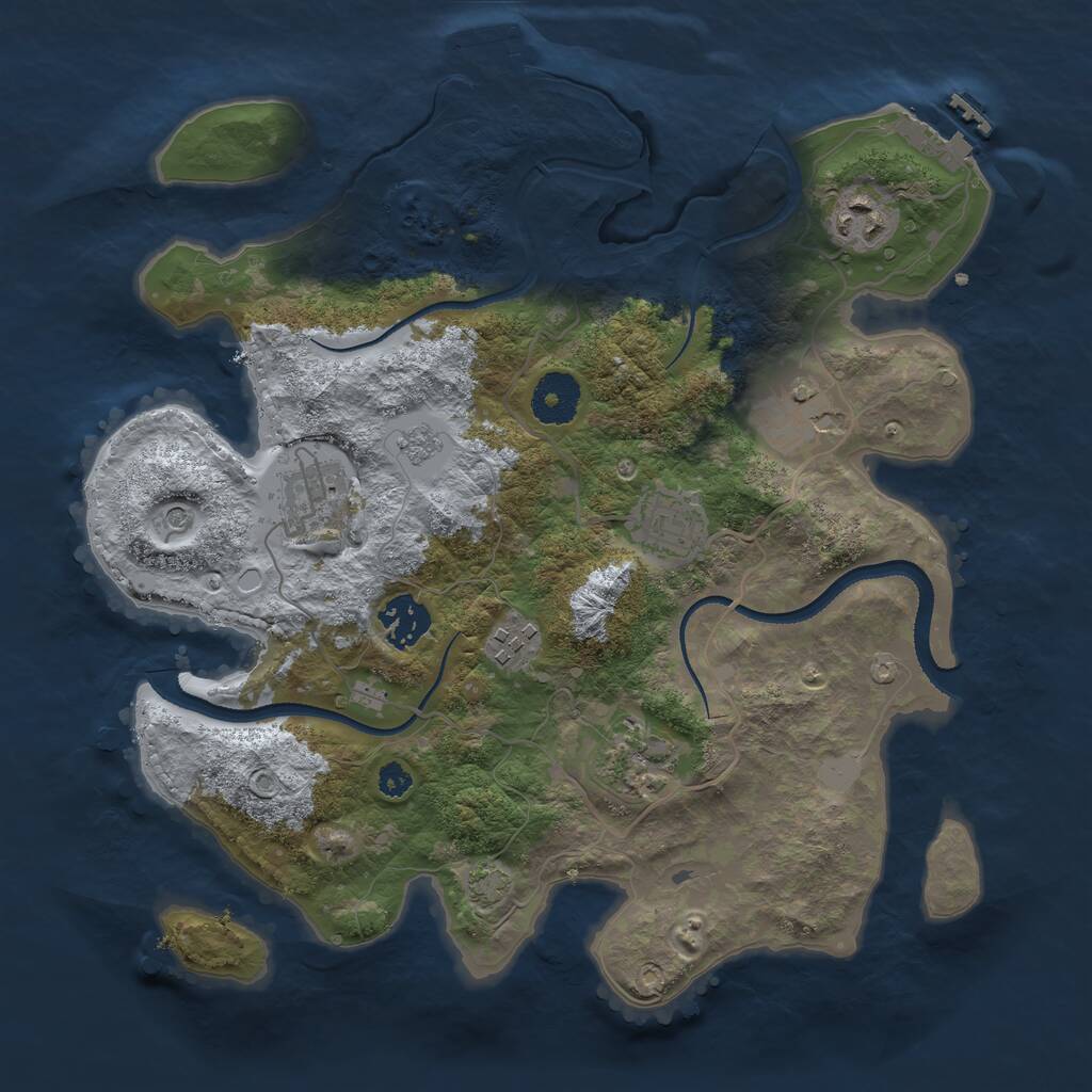 Rust Map: Procedural Map, Size: 3250, Seed: 464761167, 13 Monuments