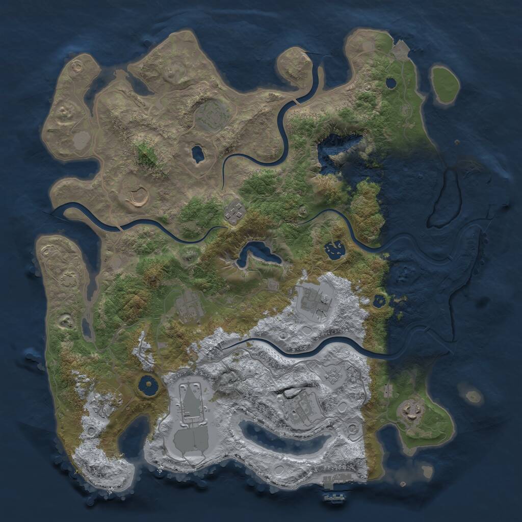 Rust Map: Procedural Map, Size: 4000, Seed: 443343162, 16 Monuments