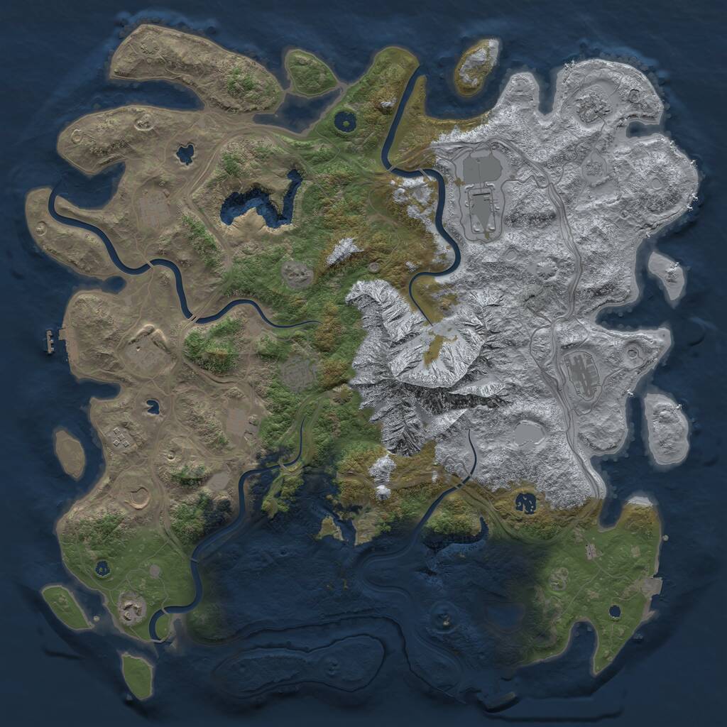 Rust Map: Procedural Map, Size: 5000, Seed: 1109092304, 17 Monuments