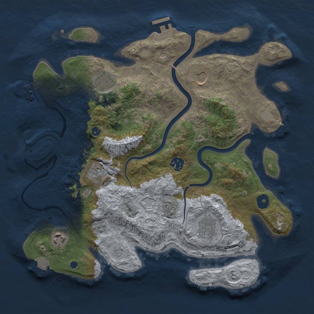 Rust Map: Procedural Map, Size: 3500, Seed: 1854, 13 Monuments