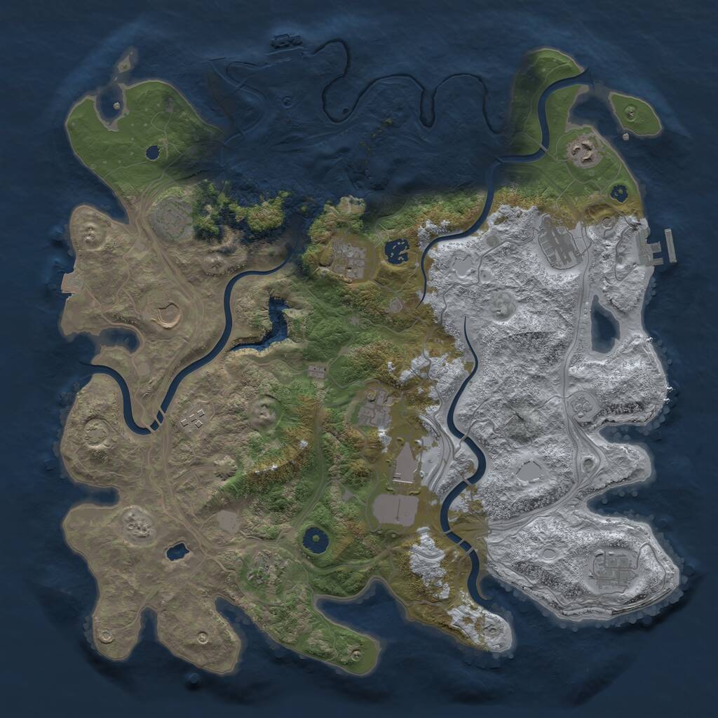 Rust Map: Procedural Map, Size: 4250, Seed: 399012127, 17 Monuments