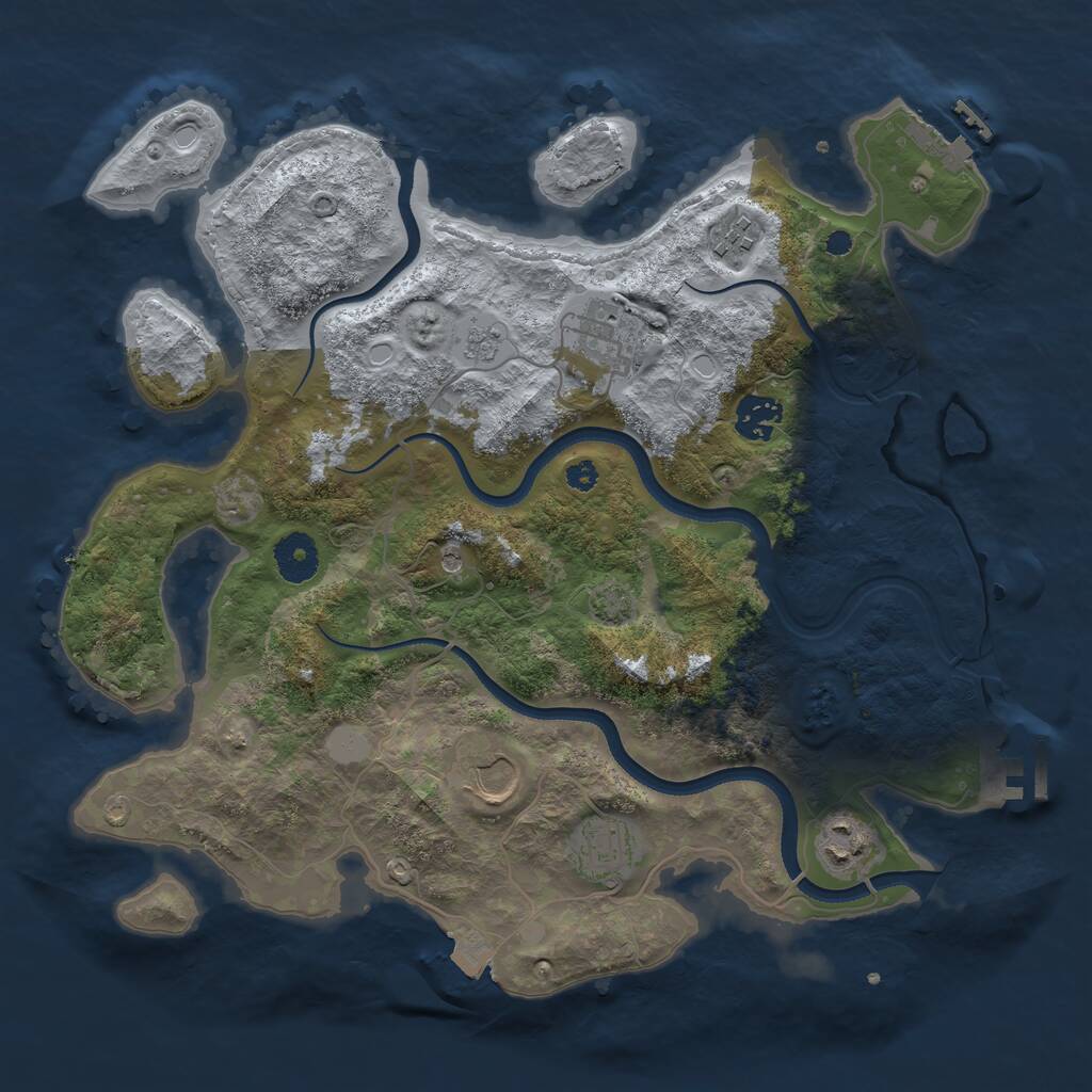 Rust Map: Procedural Map, Size: 3500, Seed: 595653684, 12 Monuments