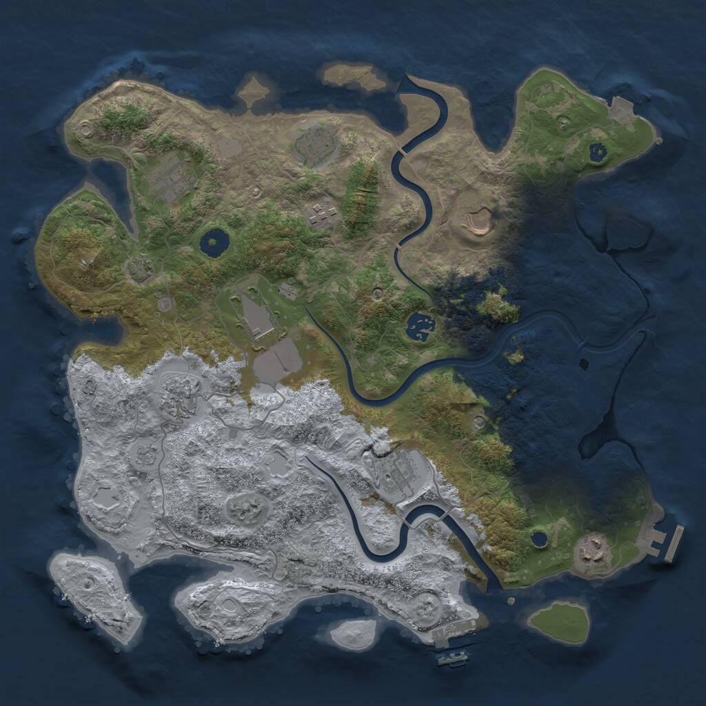 Rust Map: Procedural Map, Size: 3750, Seed: 2038736235, 15 Monuments