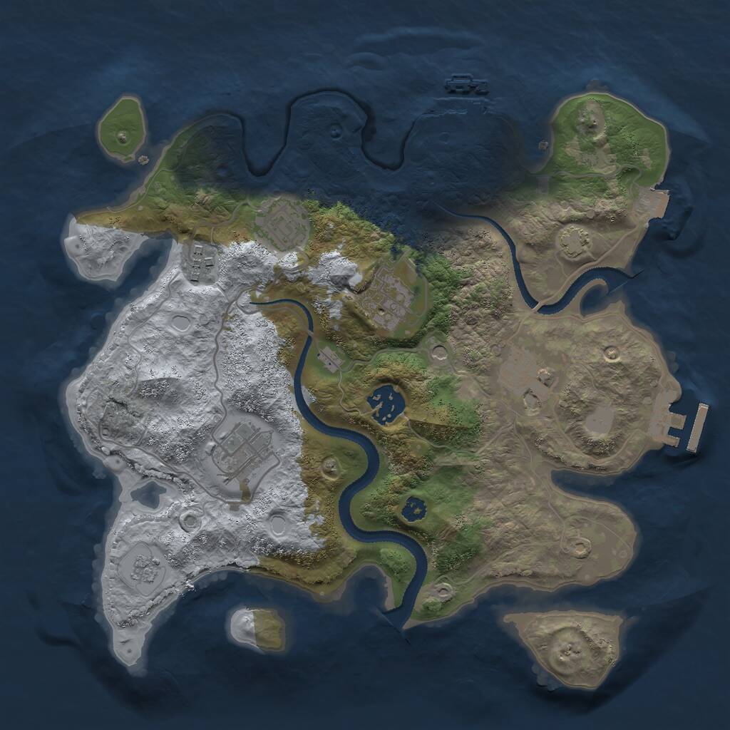 Rust Map: Procedural Map, Size: 3000, Seed: 80597849, 12 Monuments