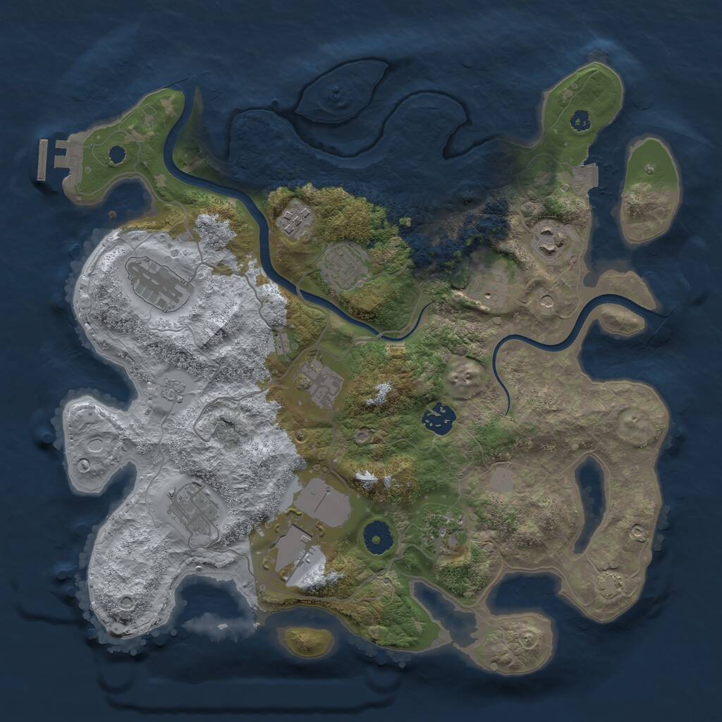 Rust Map: Procedural Map, Size: 3500, Seed: 1676908604, 15 Monuments