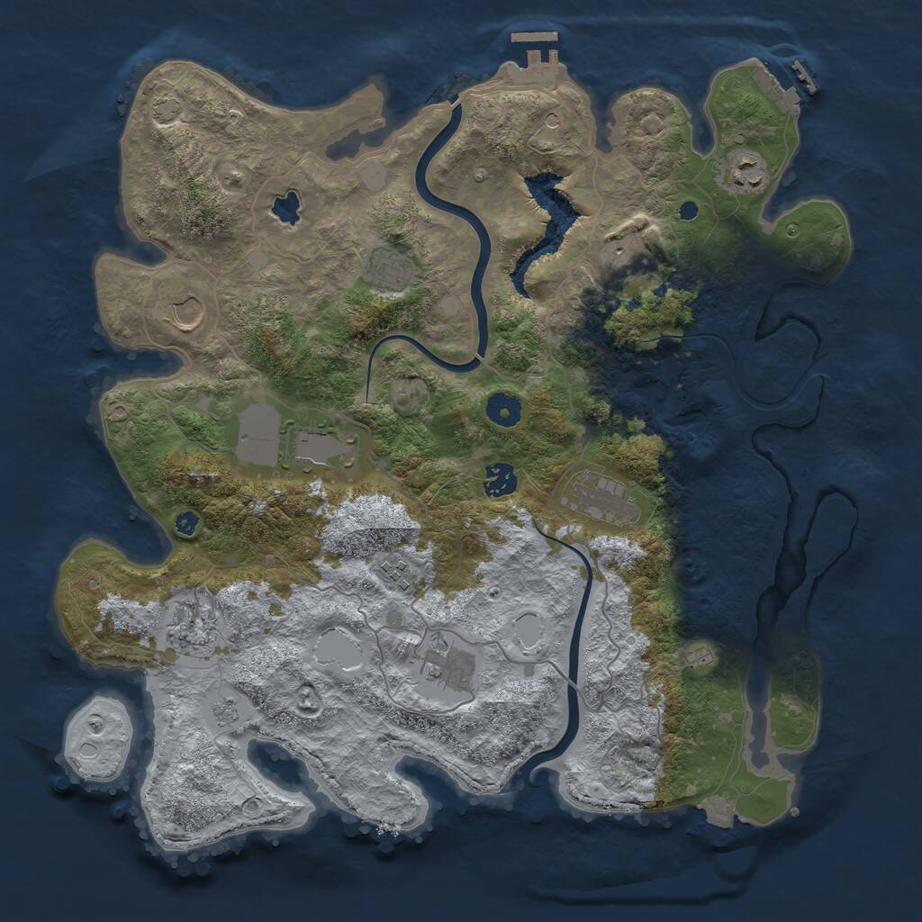 Rust Map: Procedural Map, Size: 4000, Seed: 1853496501, 16 Monuments