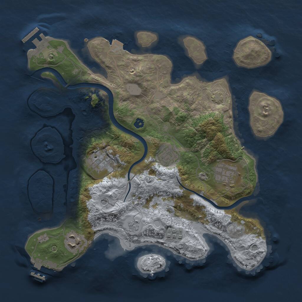 Rust Map: Procedural Map, Size: 3000, Seed: 381737349, 11 Monuments