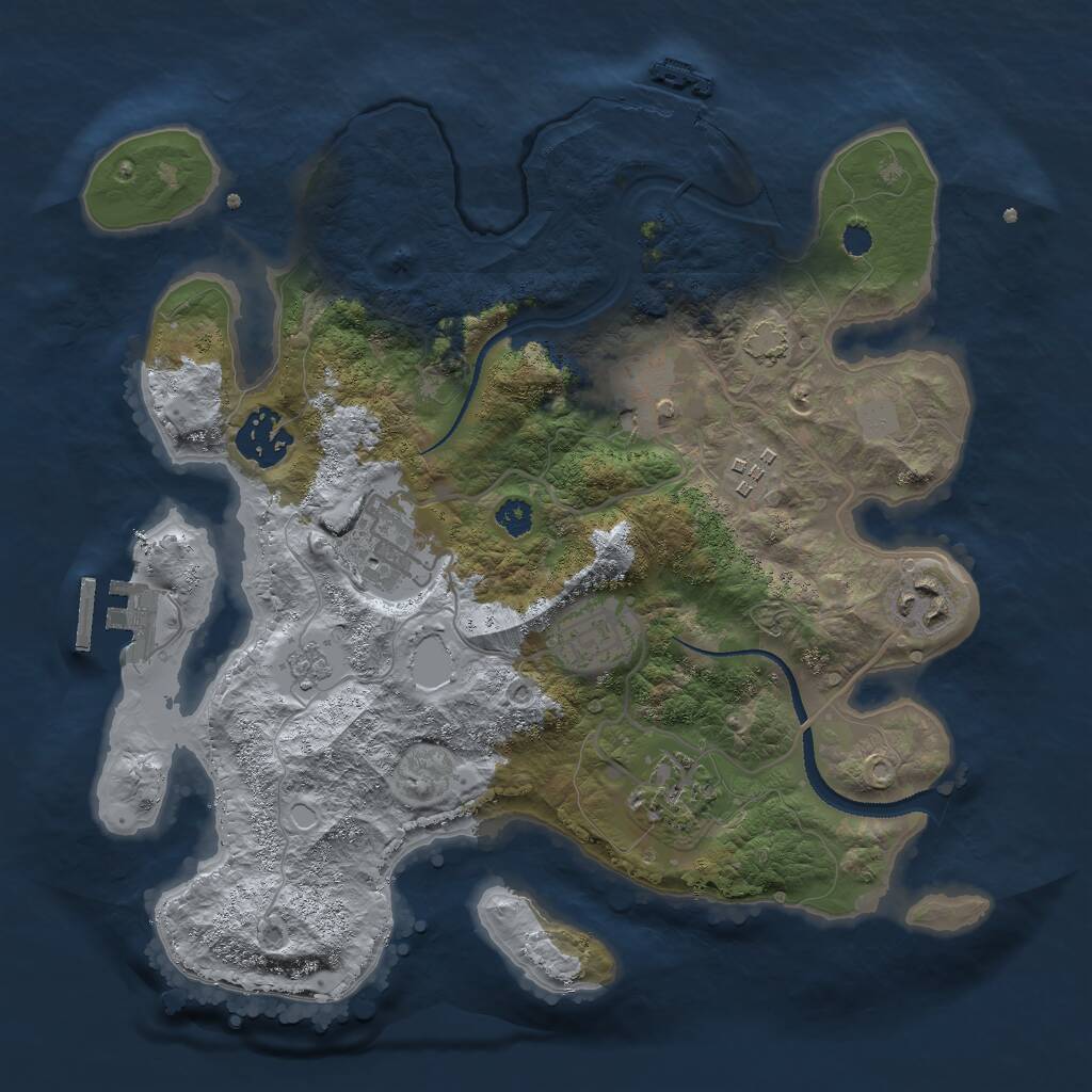 Rust Map: Procedural Map, Size: 3000, Seed: 9914177, 12 Monuments