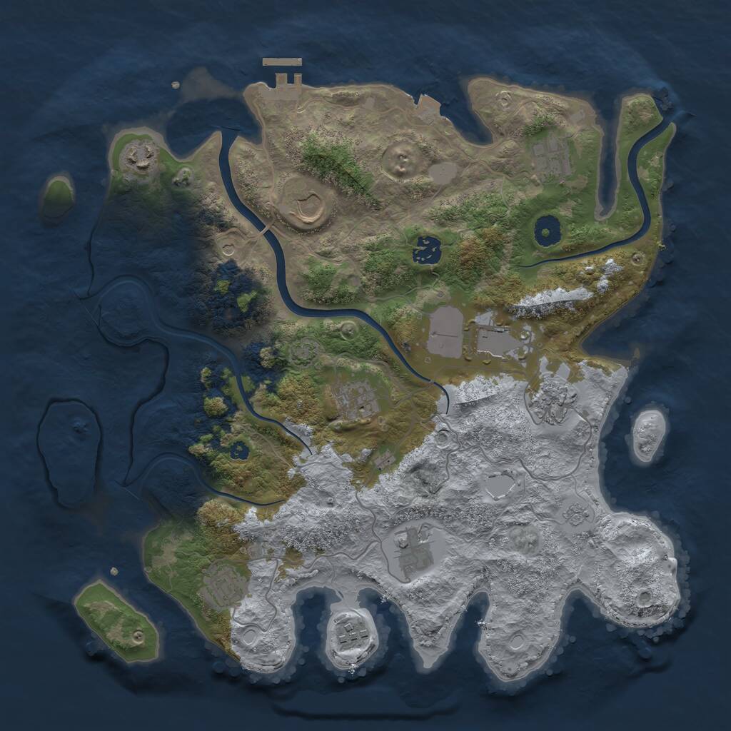 Rust Map: Procedural Map, Size: 3750, Seed: 554855944, 15 Monuments