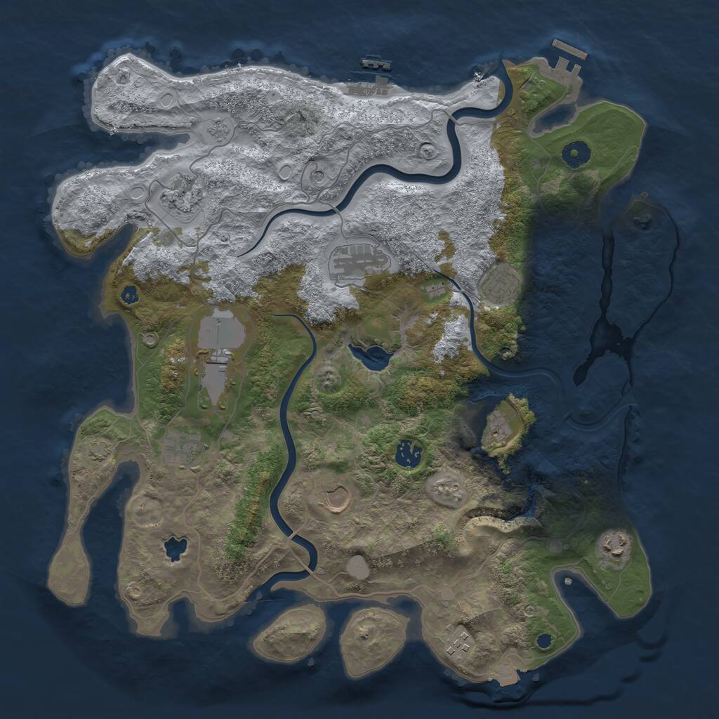 Rust Map: Procedural Map, Size: 4000, Seed: 980832691, 16 Monuments