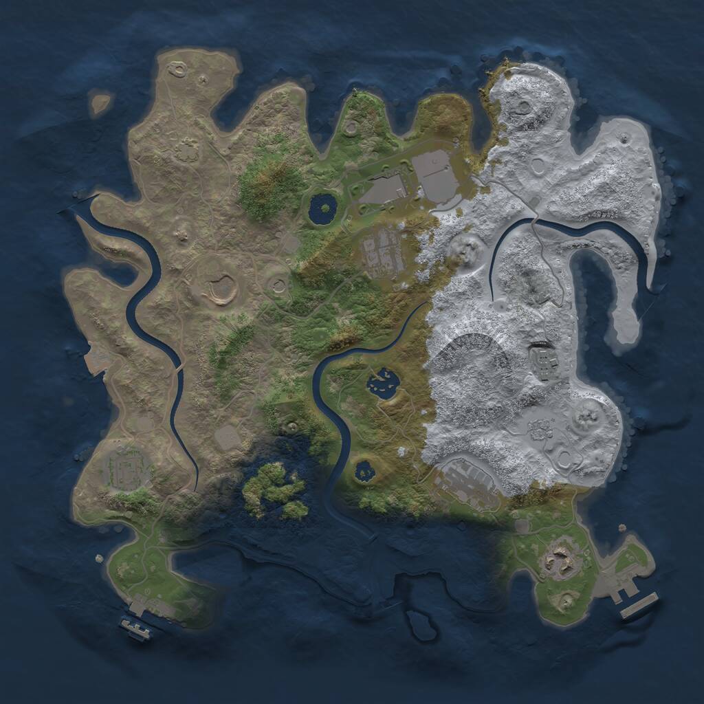 Rust Map: Procedural Map, Size: 3500, Seed: 55321, 14 Monuments