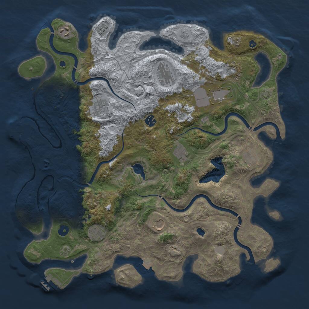 Rust Map: Procedural Map, Size: 4250, Seed: 539125277, 17 Monuments