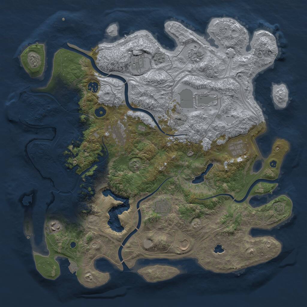 Rust Map: Procedural Map, Size: 4300, Seed: 695428, 15 Monuments