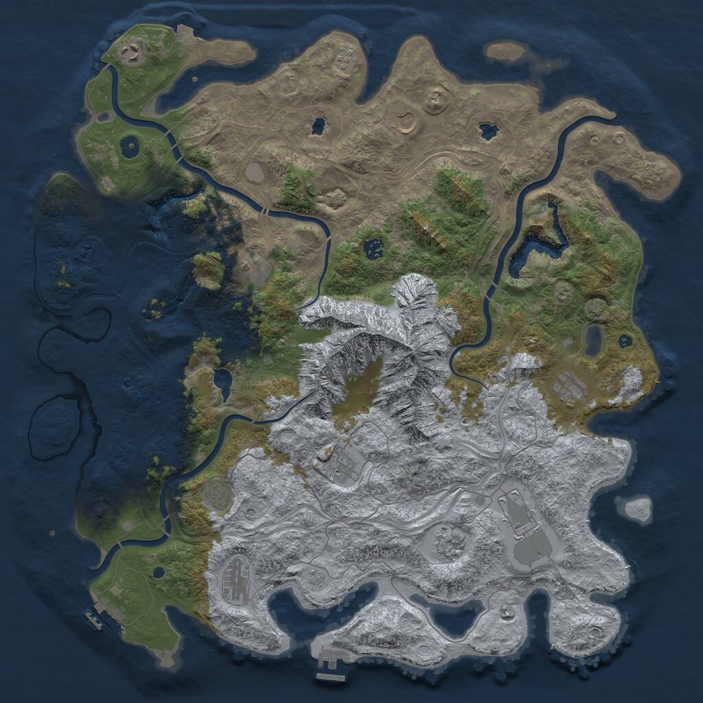 Rust Map: Procedural Map, Size: 5000, Seed: 1284883448, 17 Monuments