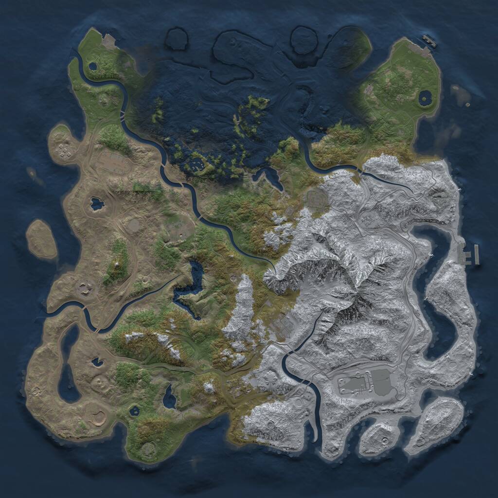 Rust Map: Procedural Map, Size: 5000, Seed: 494993196, 16 Monuments