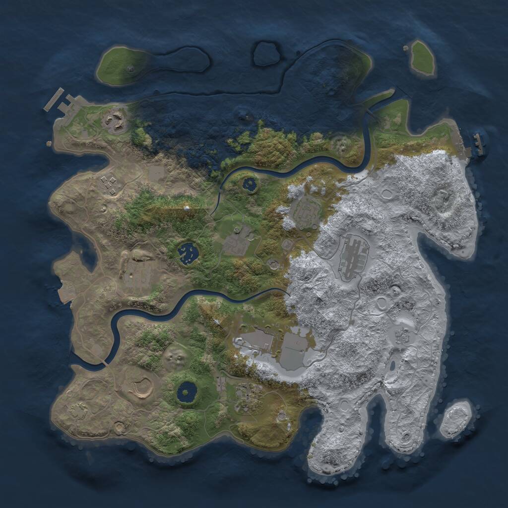 Rust Map: Procedural Map, Size: 3700, Seed: 867850661, 16 Monuments