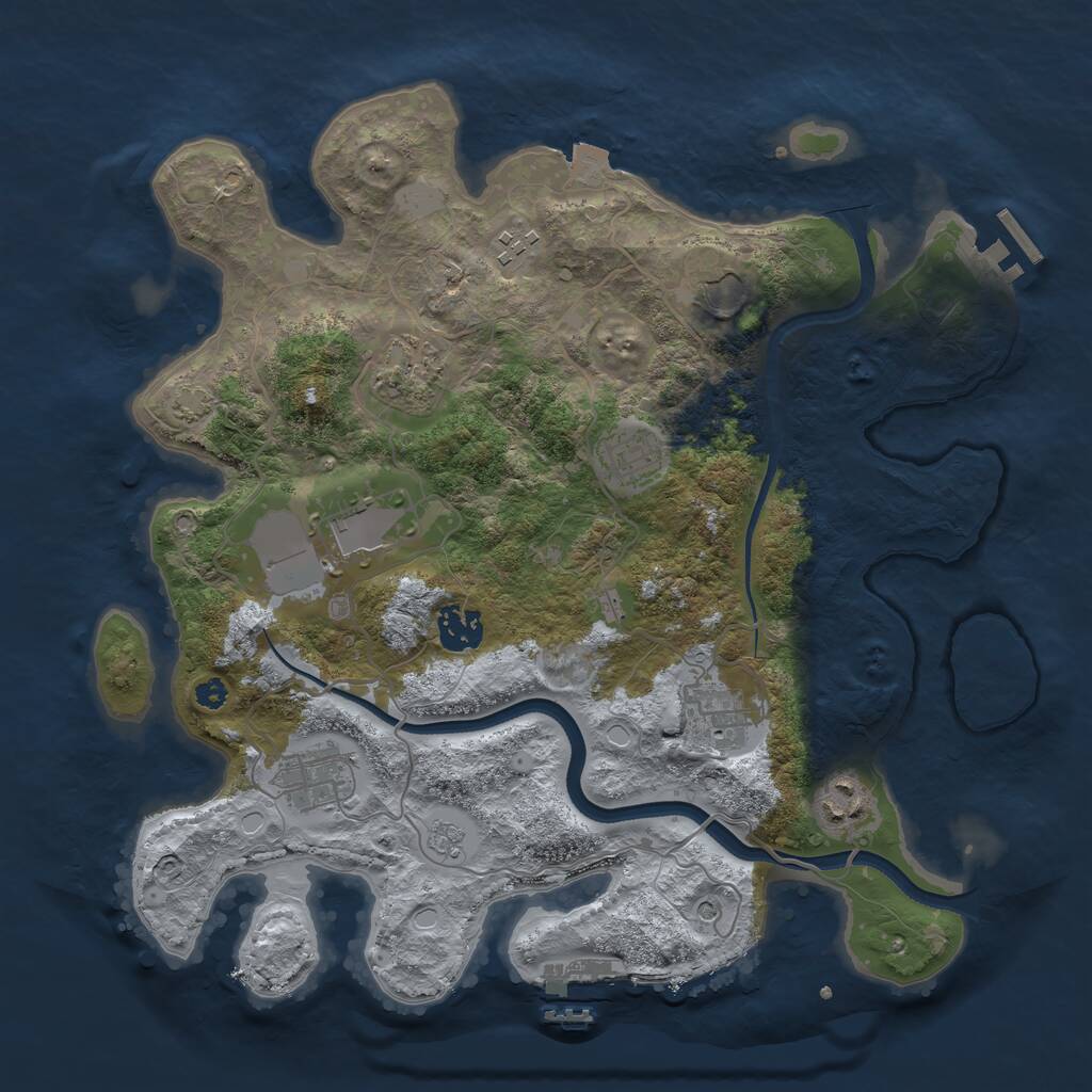 Rust Map: Procedural Map, Size: 3500, Seed: 159024497, 15 Monuments