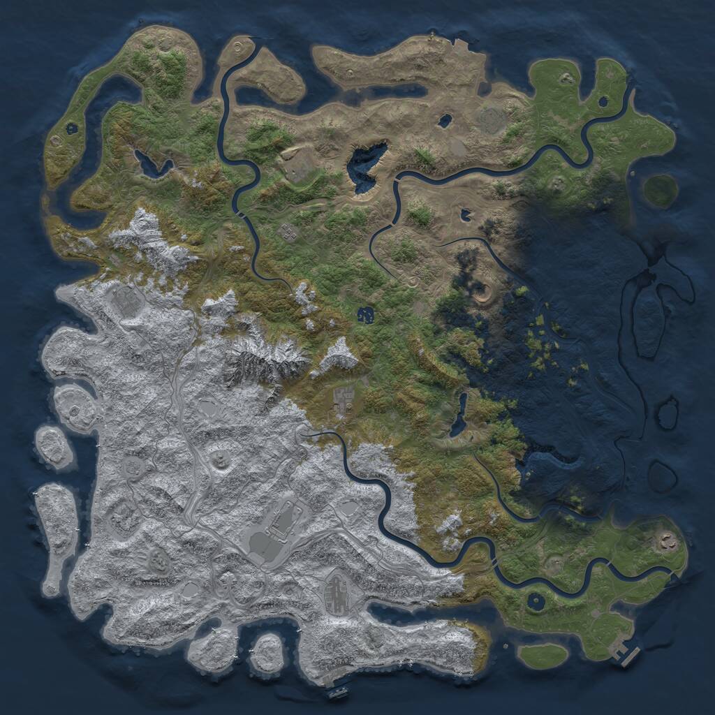 Rust Map: Procedural Map, Size: 6000, Seed: 158429010, 17 Monuments