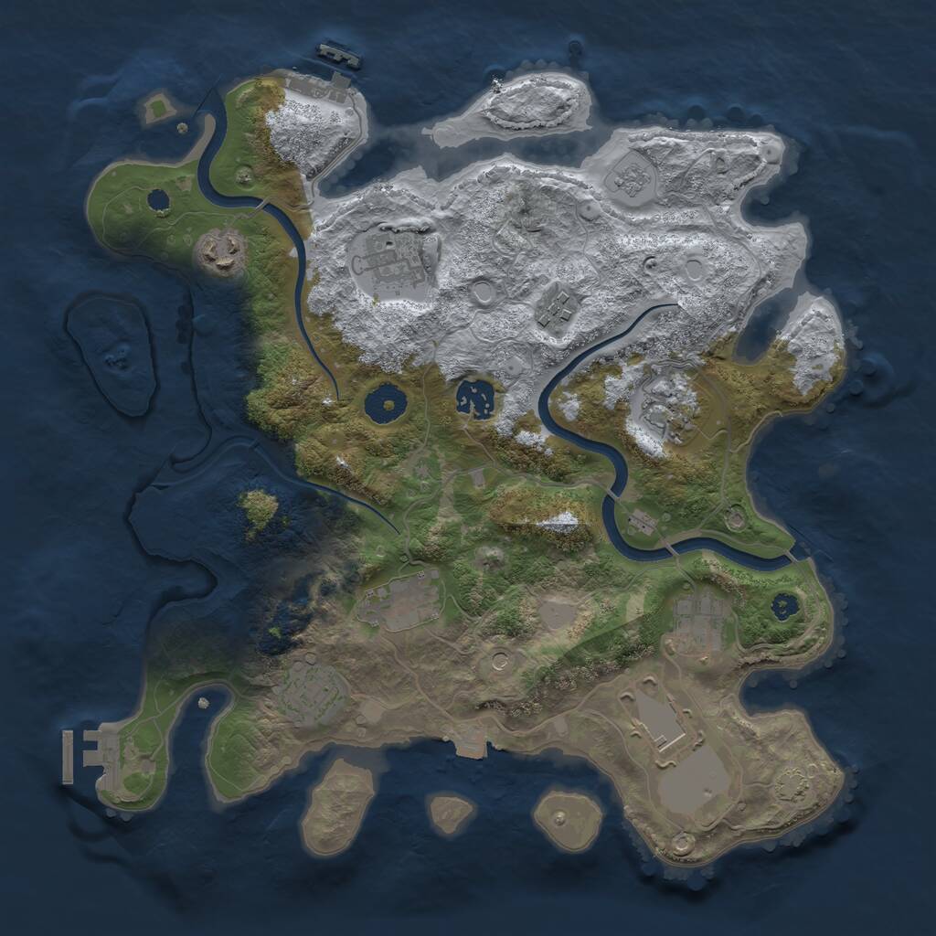 Rust Map: Procedural Map, Size: 3500, Seed: 520565472, 15 Monuments