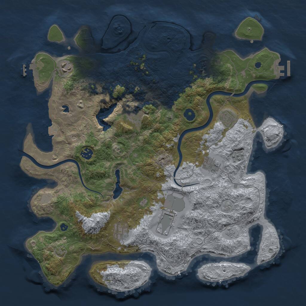 Rust Map: Procedural Map, Size: 4000, Seed: 1421122231, 14 Monuments