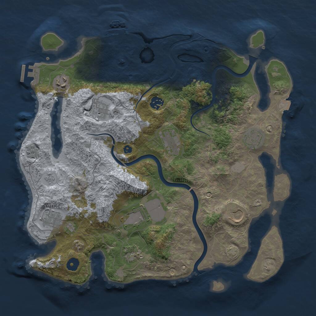 Rust Map: Procedural Map, Size: 3700, Seed: 1058722164, 16 Monuments