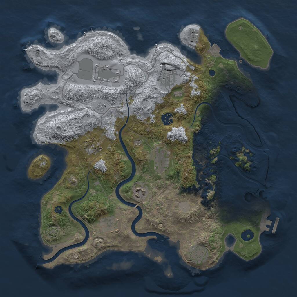 Rust Map: Procedural Map, Size: 3700, Seed: 887621677, 14 Monuments