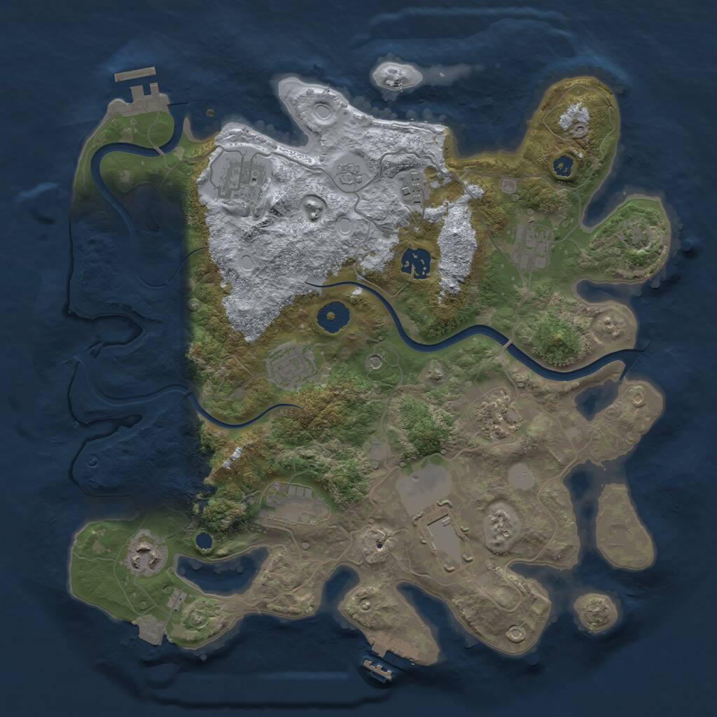 Rust Map: Procedural Map, Size: 3500, Seed: 953541812, 15 Monuments