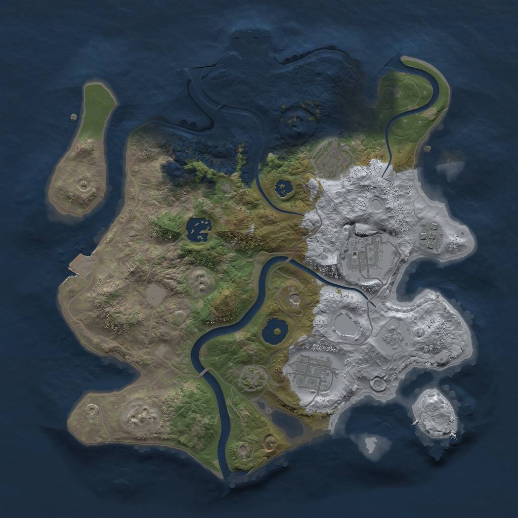 Rust Map: Procedural Map, Size: 3000, Seed: 1387410379, 10 Monuments